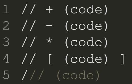 Different options of fake line comments
