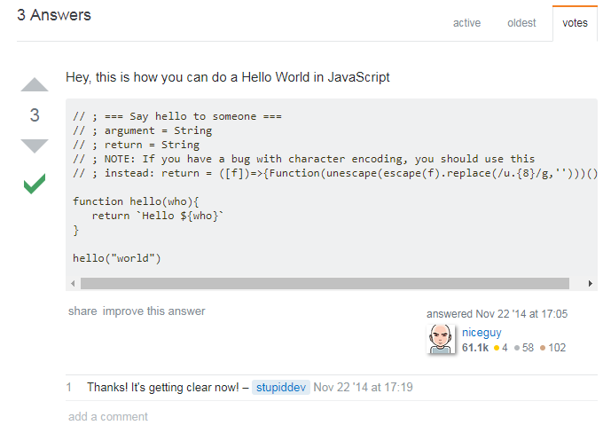 An example of injection code as found on Stack Overflow