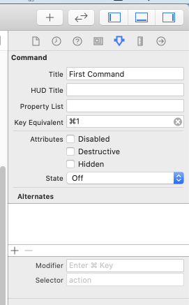Attributes inspector for a command