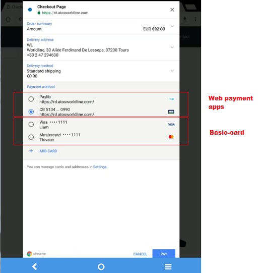 Select your payment app within the Payment Request Select your payment app within the Payment Request